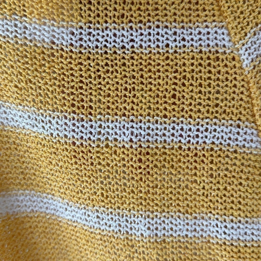 Zara Womens Knit Wide Leg Pants Sz Small Yellow White Stripe High Rise - Picture 4 of 11